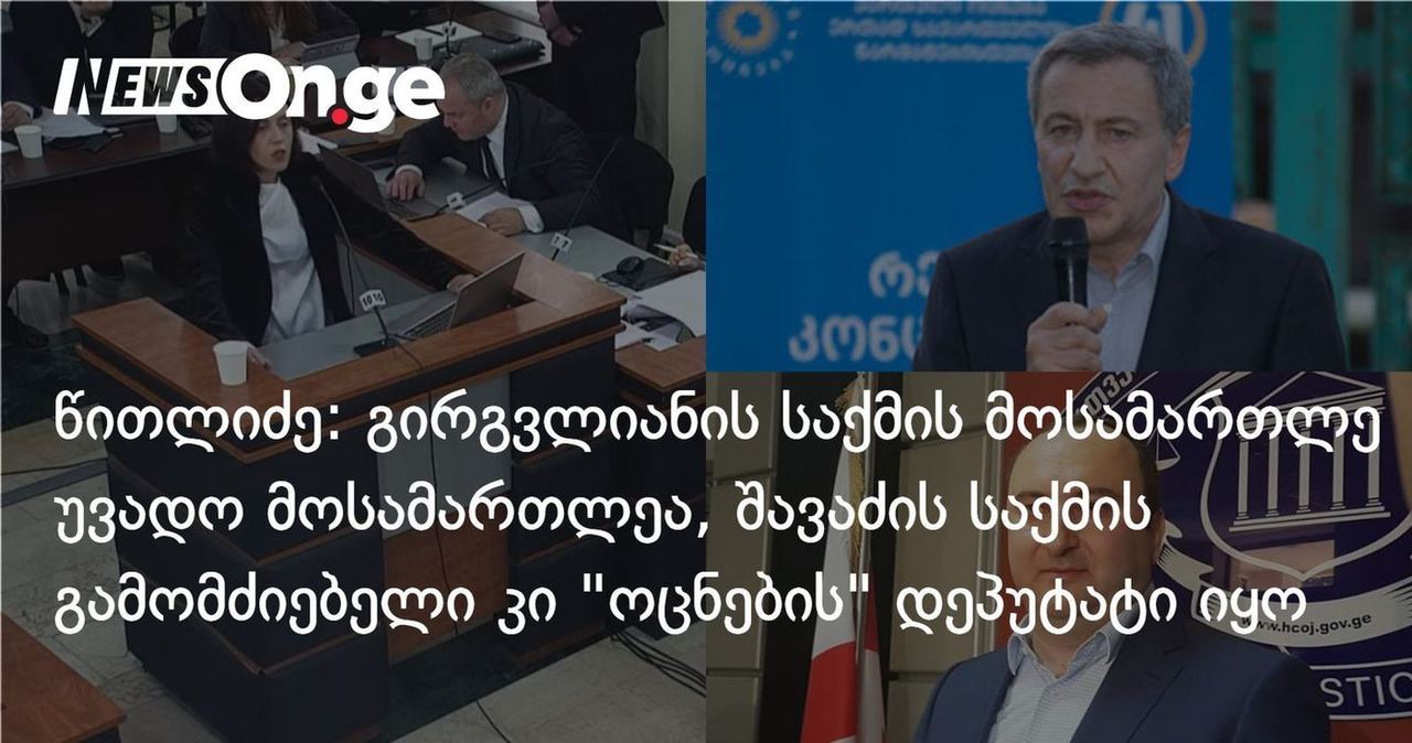 წითლიძე: გირგვლიანის საქმის მოსამართლე უვადო მოსამართლეა, შავაძის საქმის გამომძიებელი კი "ოცნების" დეპუტატი იყო