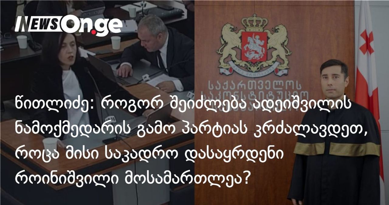 წითლიძე: როგორ შეიძლება ადეიშვილის ნამოქმედარის გამო პარტიას კრძალავდეთ, როცა მისი საკადრო დასაყრდენი როინიშვილი საკონსტიტუციო სასამართლოშია?