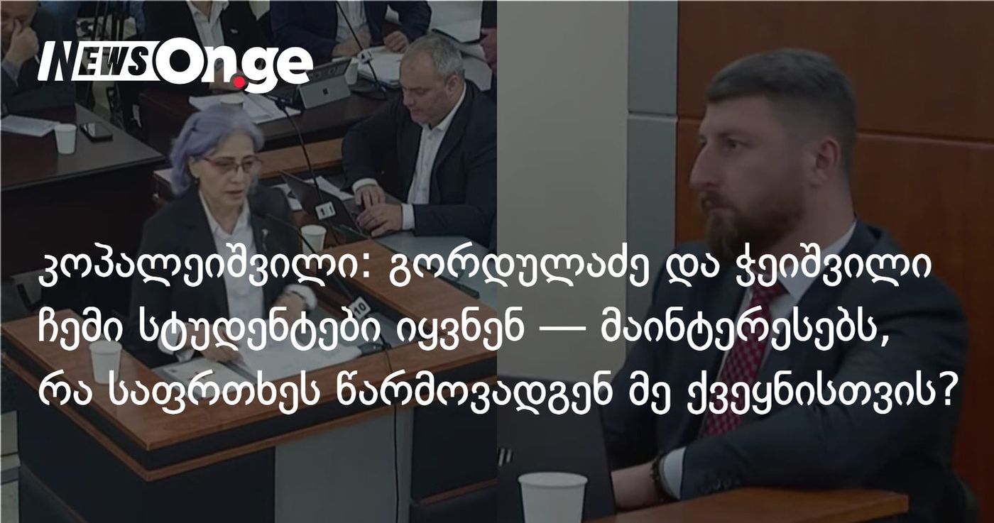 კოპალეიშვილი: გორდულაძე და ჭეიშვილი ჩემი სტუდენტები იყვნენ — მაინტერესებს რა საფრთხეს წარმოვადგენ მე ქვეყნისთვის?